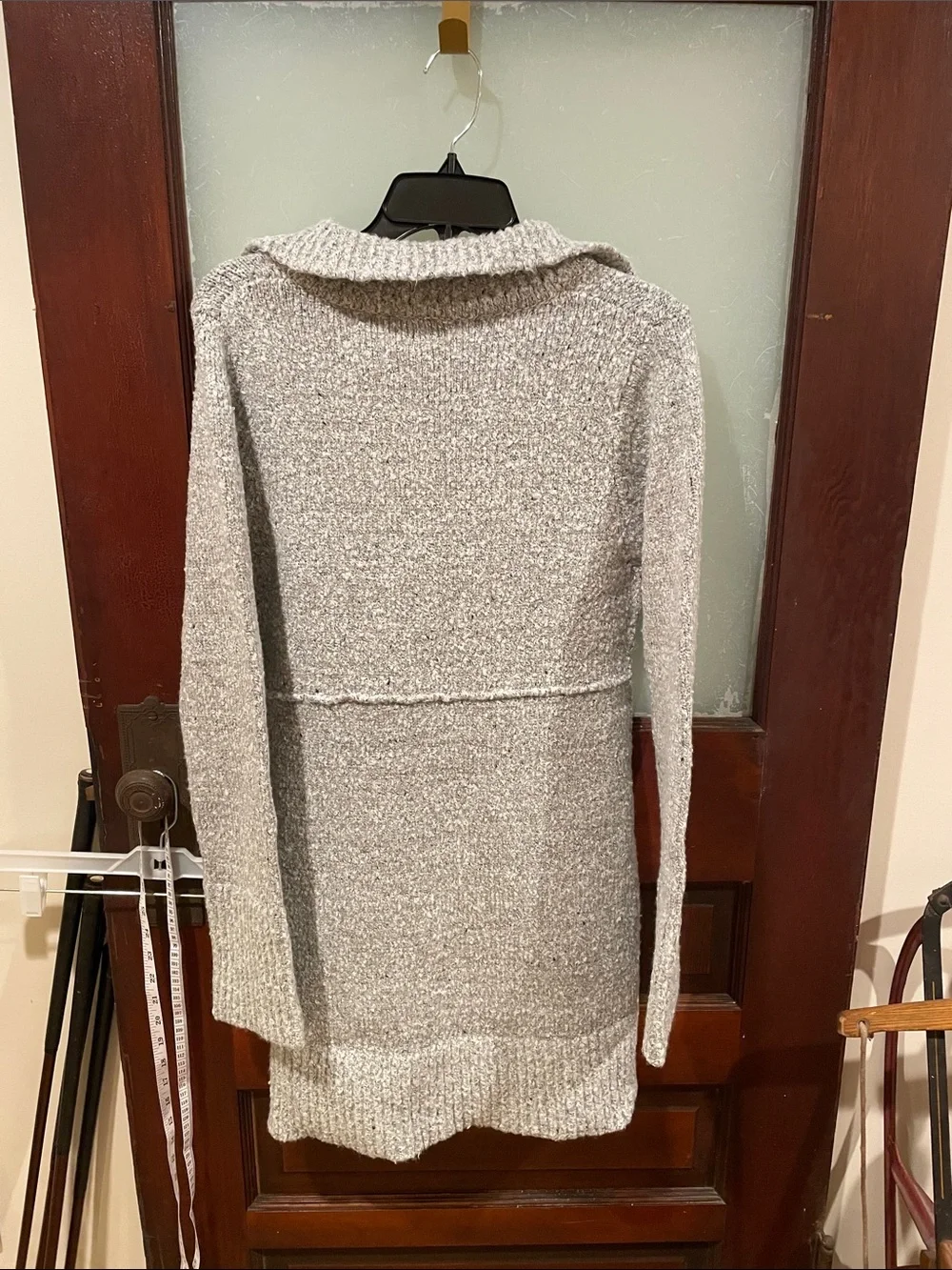 Free People Cozy Lace-Up Collar Women’s Sweater Dress - Light Gray